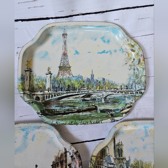 Vintage Set of 3 Elite Metal Trays - Picture 2 of 7